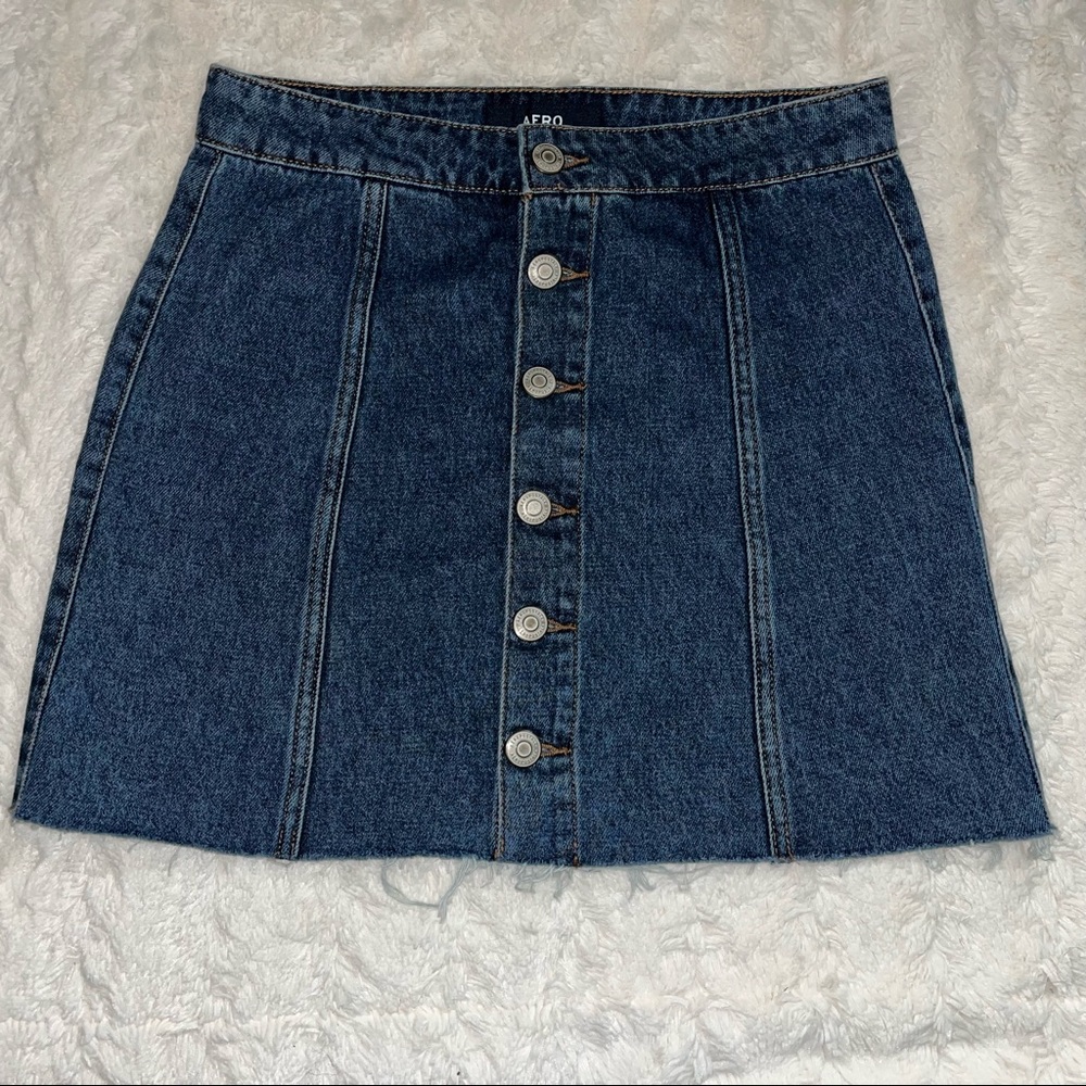 - Aero Womens button up mini Jean skirt